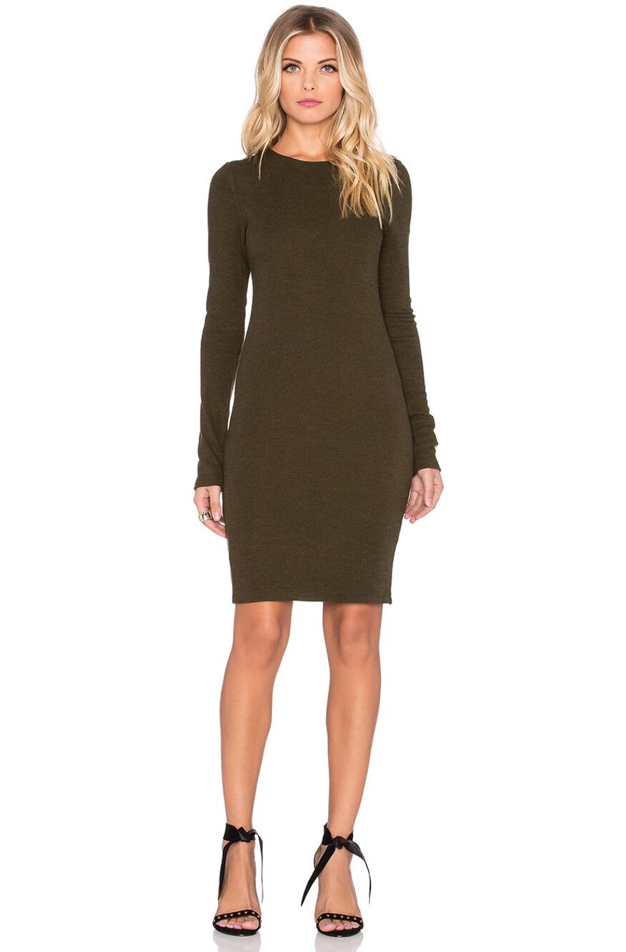 Alice + Olivia Ferris Long Sleeve Army Olive Green Black Lace Bodycon Dress 6